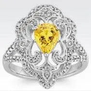 14K Gold Semi Mount Ring Setting Pear PE 8X6mm Diamond Accent DHJ