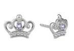 18K Gold Semi Mount Earrings Setting Round RD 3x3mm Crown Theme Diamond Accent DHJ