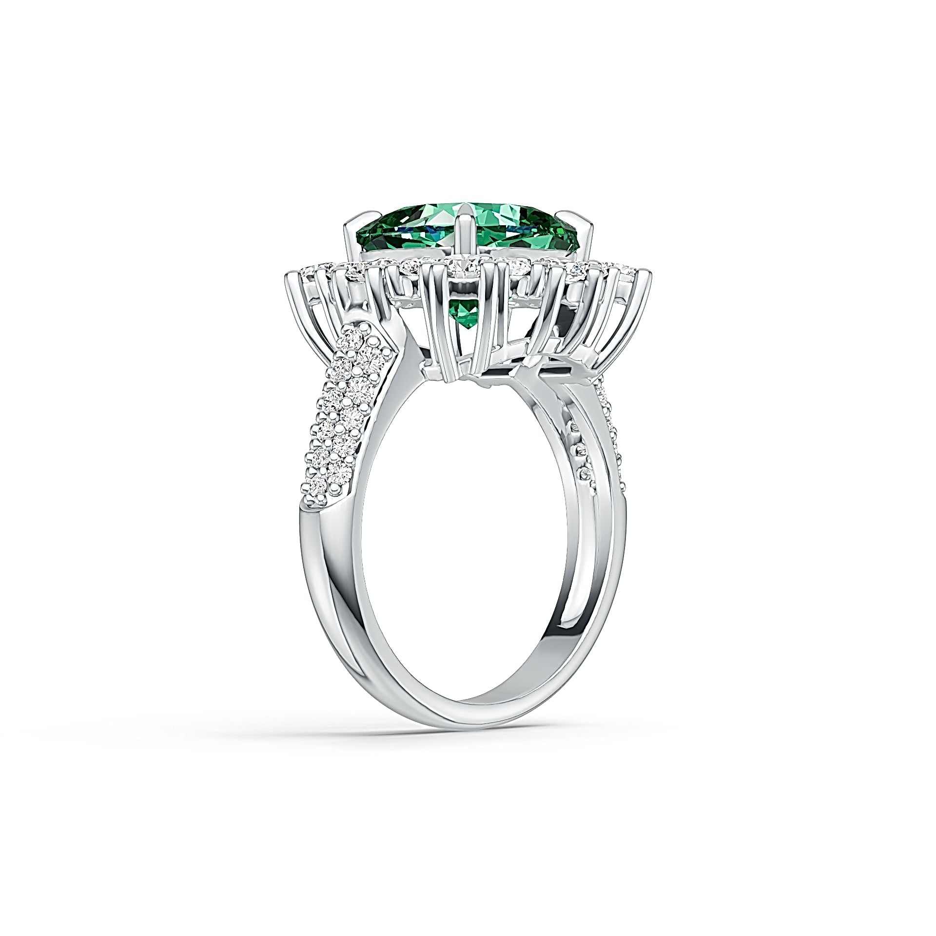 Platinum Semi Mount Ring Setting Cushion CU 10x10mm Halo Diamond Accent Syzjewelry