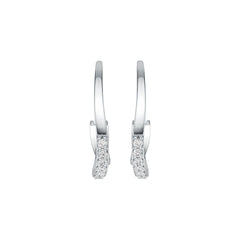 10K Gold Earrings Open Hoop with White Topaz or Moissanite Moissanite Accent DHJ