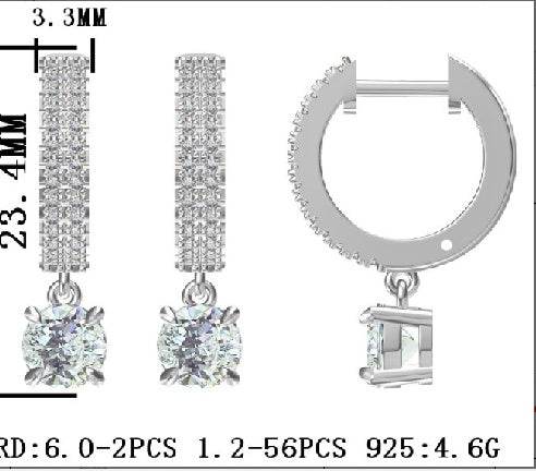 18K Gold Semi Mount Earrings Setting Round RD 6x6mm Diamond Accent DHJ