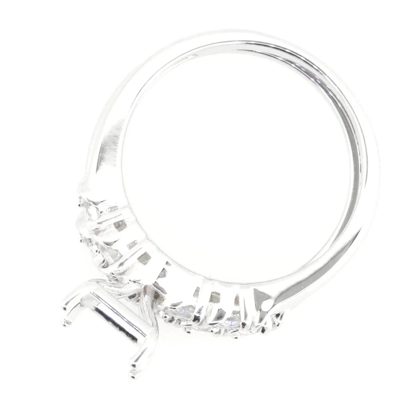 2 Piece Set Platinum Semi Mount Ring Setting Emerald OCT 7x5mm 5 Stones Diamond Accent DHJ