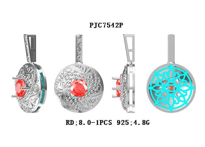 Platinum Semi Mount Pendant Setting Round RD 8x8mm DHJ