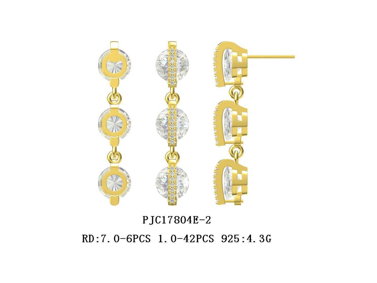 18K Gold Semi Mount Earrings Setting Round RD 7x7mm Diamond Accent DHJ