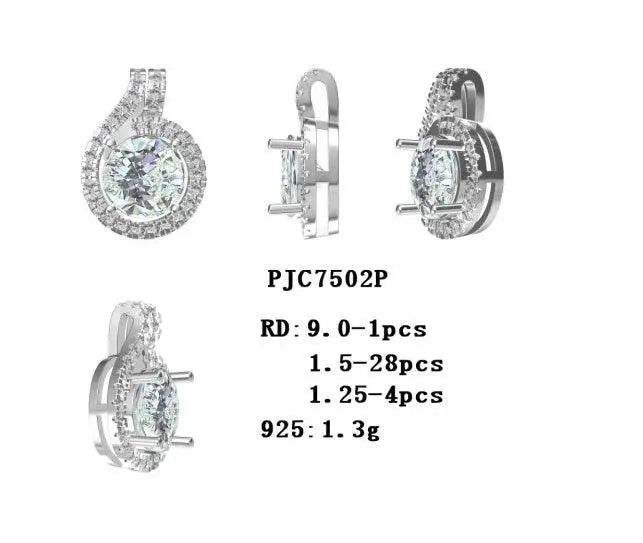 18K Gold Semi Mount Pendant Setting Round RD 9x9mm Diamond Accent DHJ