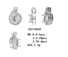 18K Gold Semi Mount Pendant Setting Round RD 9x9mm Diamond Accent DHJ