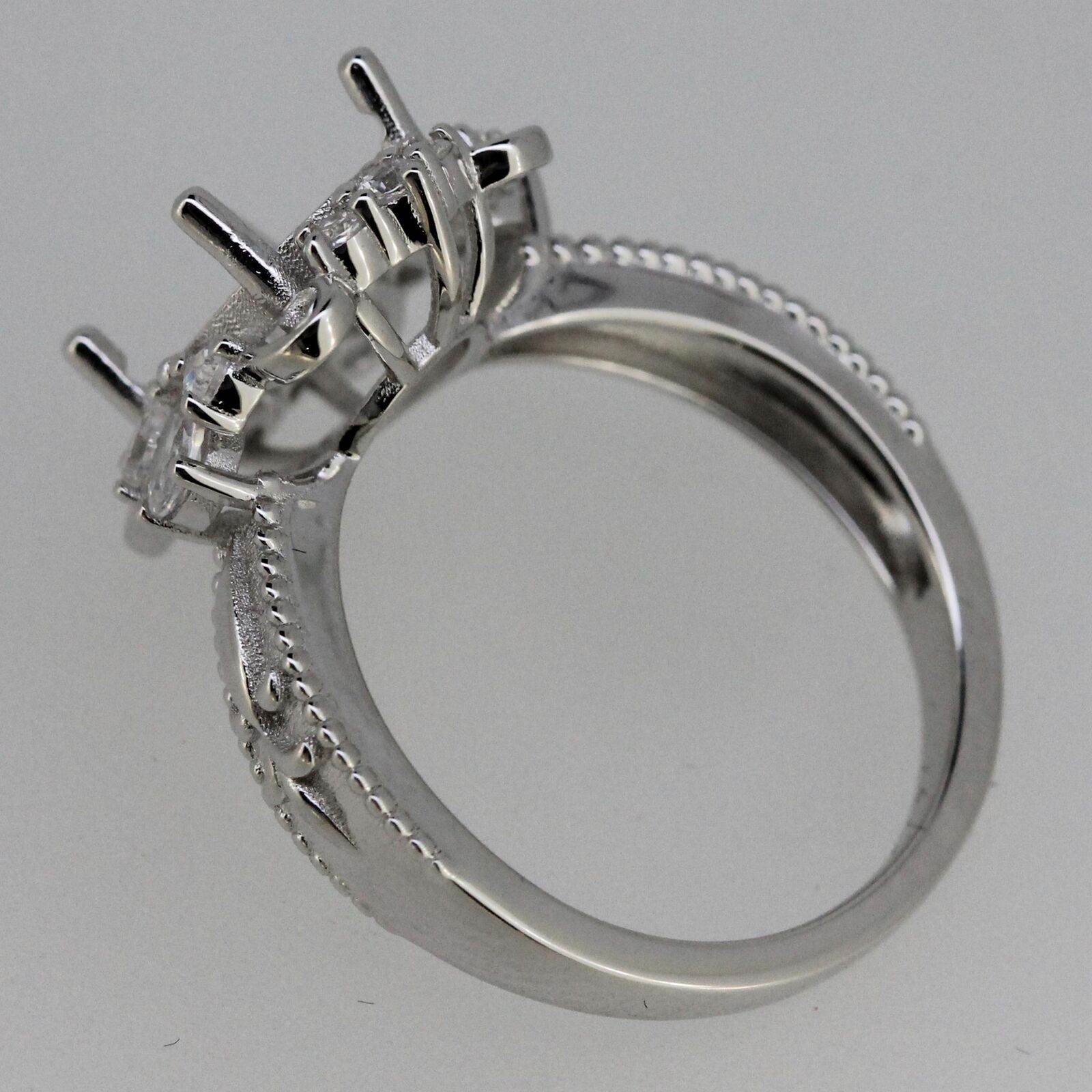 14K Gold Semi Mount Ring Setting Oval OV 12x8mm Art Deco Style Diamond Accent Syzjewelry