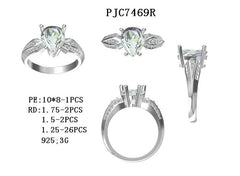 14K Gold Semi Mount Ring Setting Pear PE 10X8mm Diamond Accent DHJ