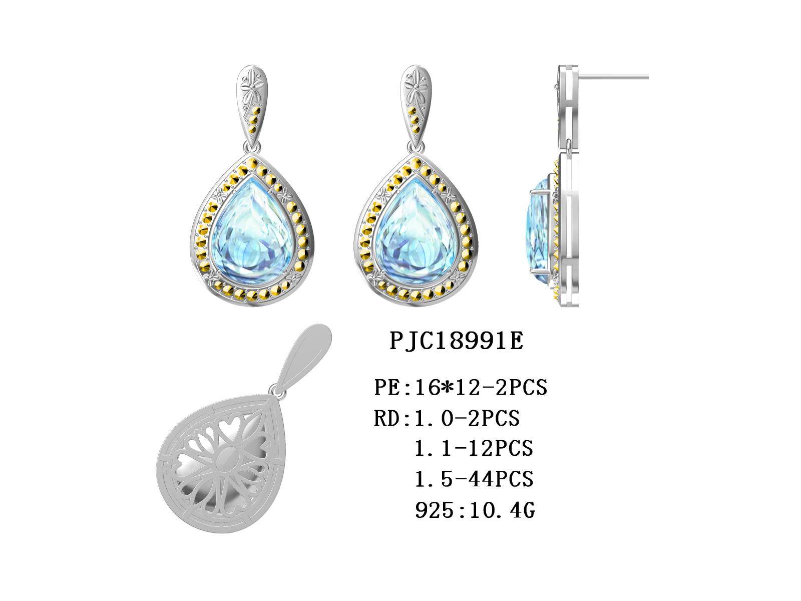 10K Gold Semi Mount Earrings Setting Pear PE 16X12mm Cabochon Moissanite Accent DHJ