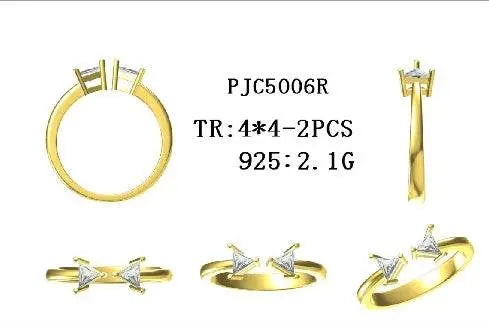 14K Gold Semi Mount Ring Setting Trillion TR 4X4mm DHJ