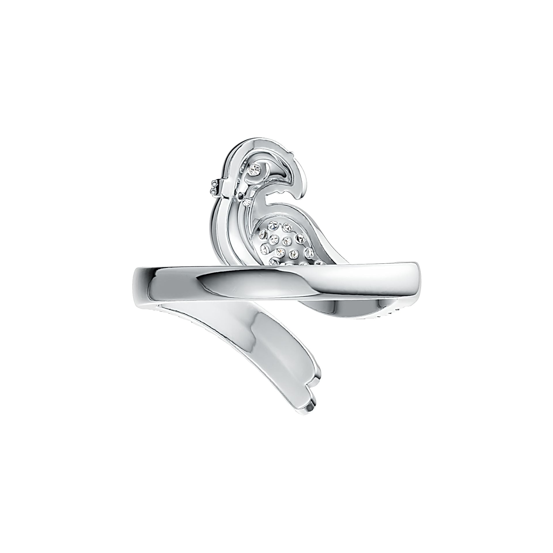 Platinum Ring Parrot Theme with White Topaz or Moissanite Diamond Accent DHJ
