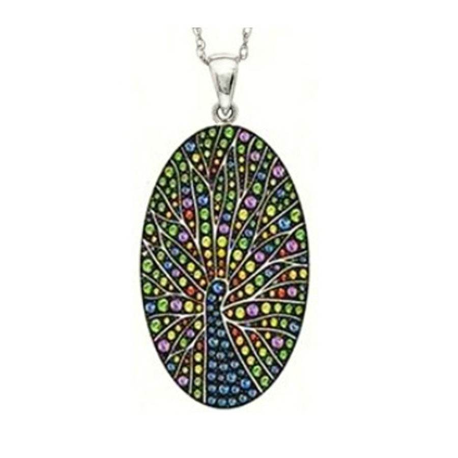 18K Gold Pendant with or Moissanite Oval-Shaped Diamond Accent DHJ
