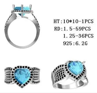 Platinum Semi Mount Ring Setting Heart HT 10X10mm with White Topaz Diamond Accent DHJ