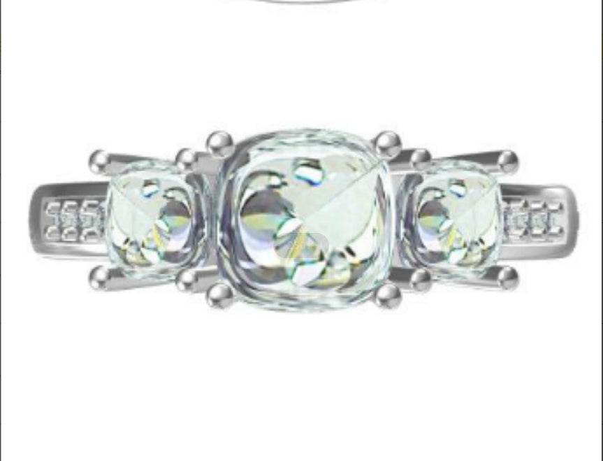 18K Gold Semi Mount Ring Setting Cushion CU 7.5X7.5mm CU 5.5X5.5mm Diamond Accent DHJ