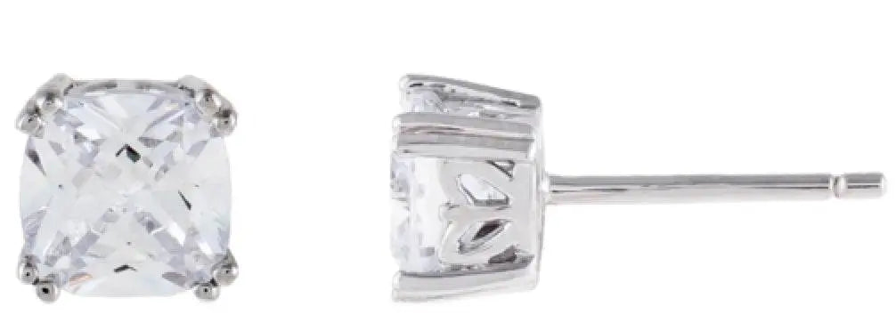 Platinum Semi Mount Earrings Setting Cushion CU 6X6mm Cabochon DHJ