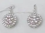 10K Gold Earrings Round Cluster Earring Leverback with White Topaz or Moissanite Moissanite Accent DHJ