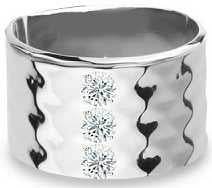 Platinum Men's Ring Wide Band with or Moissanite Full Bezel Set Diamond Accent DHJ