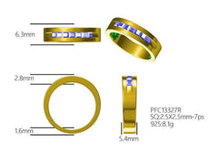 14K Gold Semi Mount Ring Setting Princess SQ 2.5mm Men's Ring DHJ