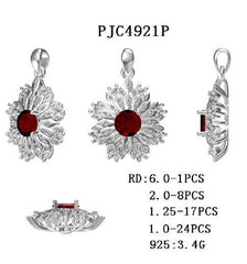 Platinum Semi Mount Pendant Setting Round RD 6x6mm with Diamond Accent DHJ
