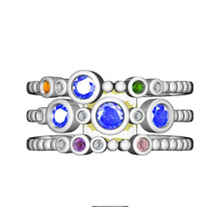 14K Gold Semi Mount Ring Setting Round RD 4x4mm 3 Band Flush Bezel Band Ring Diamond Accent DHJ