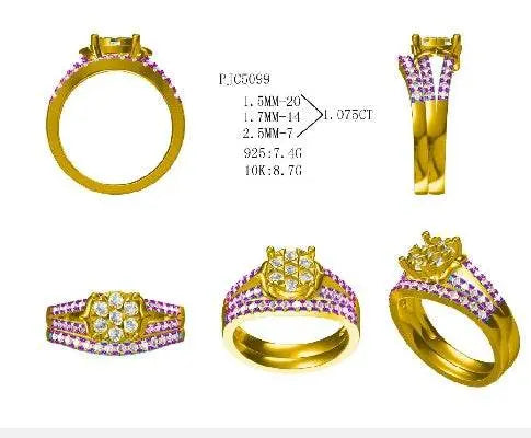10K Gold Semi Mount Ring Setting Round RD 2.5mm Moissanite Accent DHJ