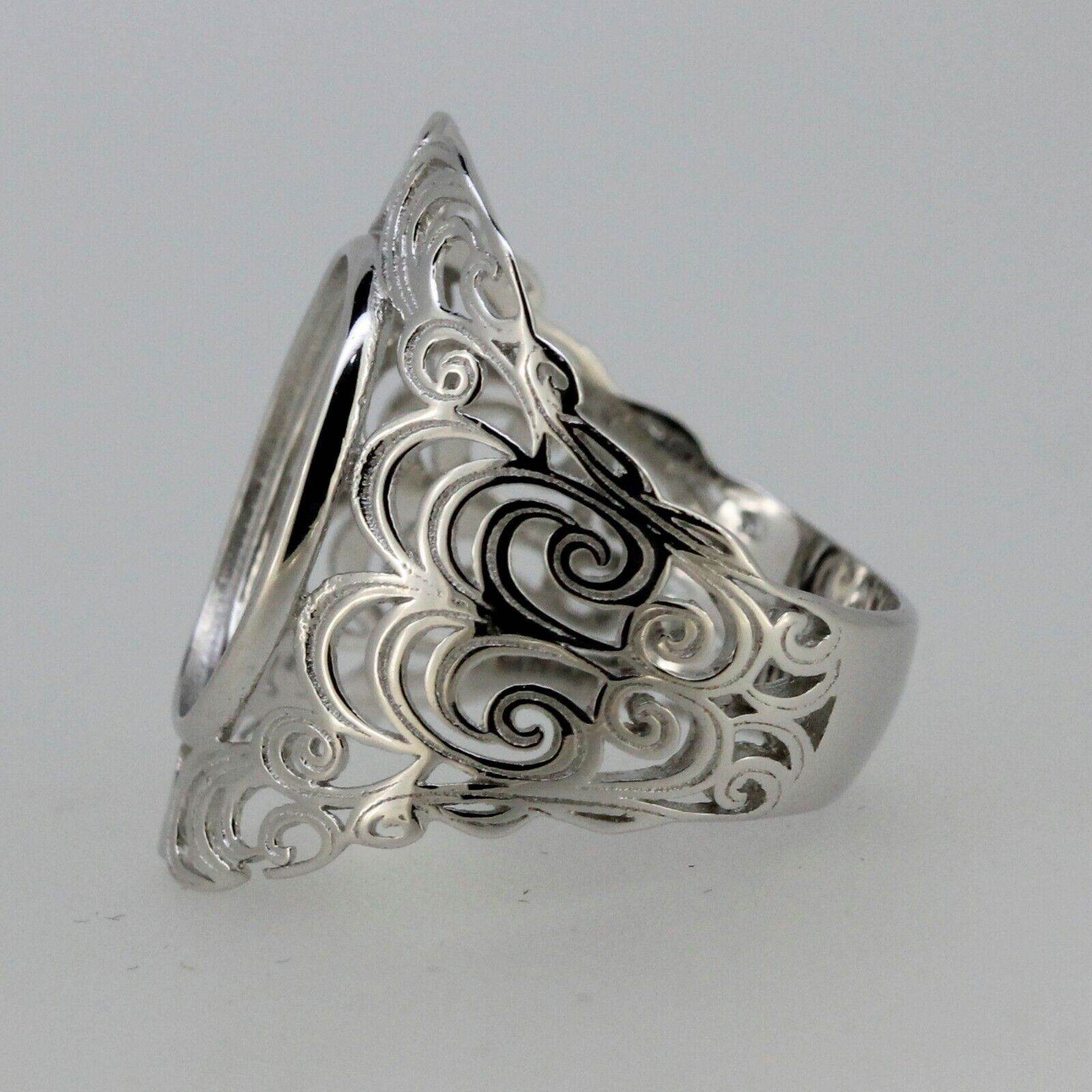 Platinum Semi Mount Ring Setting Oval OV 15x11mm Cabochon Filigree Syzjewelry