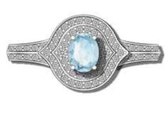 Platinum Semi Mount Ring Setting Oval OV 7X5mm Diamond Accent DHJ