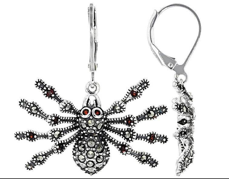 18K Gold Earrings Spider Theme with or Moissanite Diamond Accent DHJ