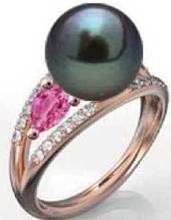 18K Gold Semi Mount Ring Setting Round RD 9.5mm PE 6X4mm Diamond Accent DHJ