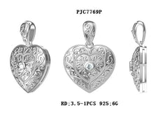 Pendentif semi-monture en or 18 carats, sertissage rond RD 3,5 mm, thème cœur en filigrane