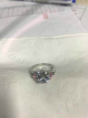 Platinum Semi Mount Ring Setting Cushion CU 9X9mm TRI 4X4mm Diamond Accent DHJ