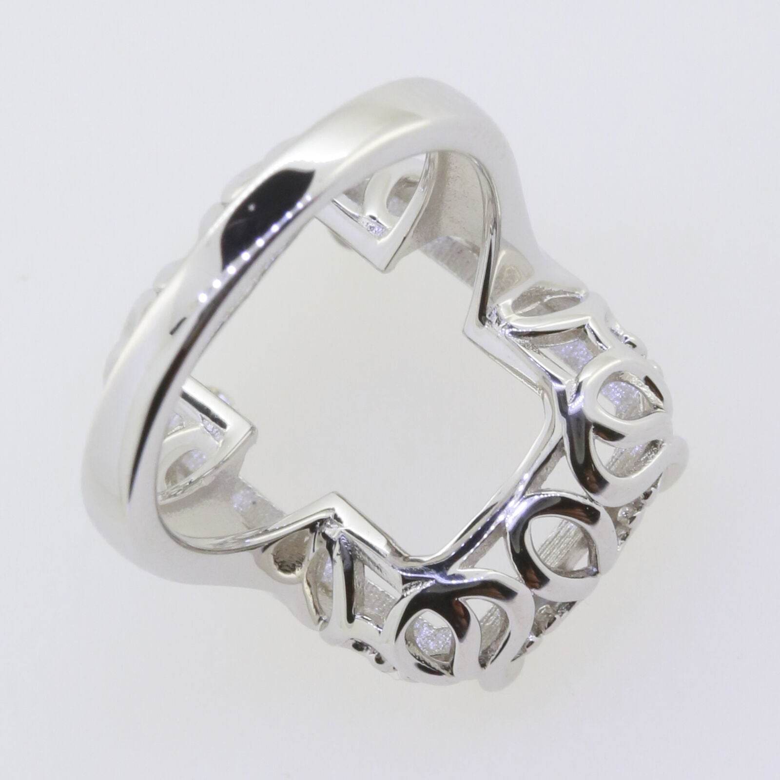 Platinum Semi Mount Ring Setting Emerald OCT 18x13mm Vintage Reproduction Syzjewelry