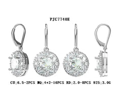 10K Gold Semi Mount Earrings Setting Cushion CU 6.5X6.5mm Halo Moissanite Accent DHJ
