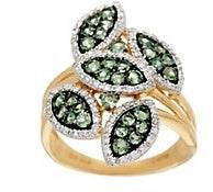 Platinum Ring 5 Leaves Theme with or Moissanite Diamond Accent DHJ