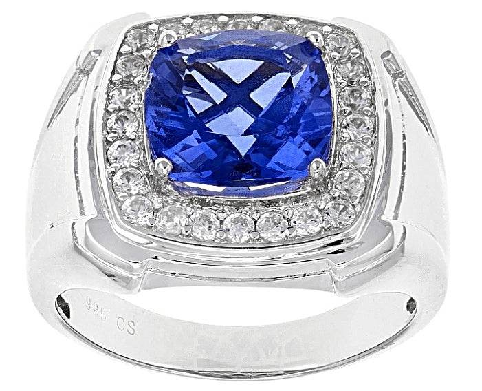 Platinum Semi Mount Men's Ring Setting Cushion CU 10X10mm Halo Diamond Accent DHJ