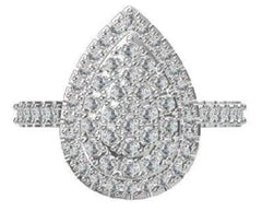 Platinum Pear-Shaped Ring with White Topaz or Moissanite Diamond Accent DHJ