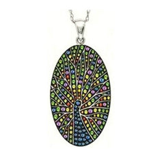 Platinum Pendant with or Moissanite Oval-Shaped Diamond Accent DHJ