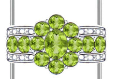 Platinum Semi Mount Ring Setting Oval OV 7x5mm RD 3.5mm OV 4X3mm Diamond Accent DHJ
