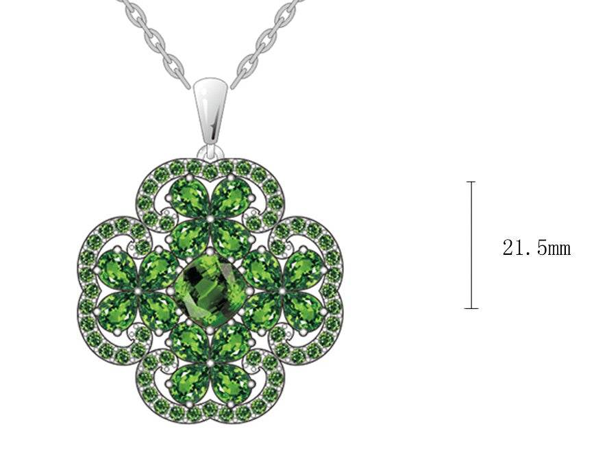 Platinum Semi Mount Pendant Setting Cushion CU 6X6mm Clover Theme Diamond Accent DHJ