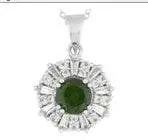 10K Gold Semi Mount Pendant Setting Round RD 7x7mm with White Topaz Moissanite Accent DHJ
