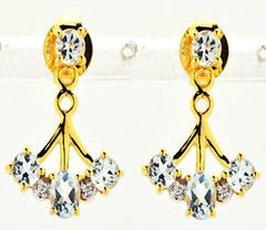 14K Gold Ear Jacket Earrings with or Moissanite Diamond Accent DHJ