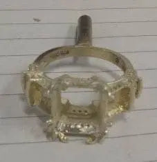 Platinum Semi Mount Ring Setting Emerald OCT 12x10mm and SQ 6x6mm 3 Stone Ring Diamond Accent DHJ