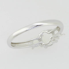 18K Gold Semi Mount Ring Setting Oval OV 7X5mm RD 3.5mm 3 Stone Diamond Accent Syzjewelry