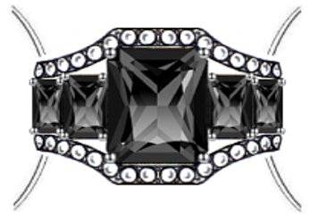10K Gold Semi Mount Ring Setting Emerald OCT 11x9mm OCT 6x4mm OCT 5x3mm Moissanite Accent DHJ