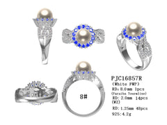 14K Gold Semi Mount Ring Setting Round RD 8x8mm Diamond Accent DHJ