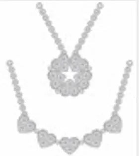 Platinum Pendant Five Hearts Clover Theme with White Topaz or Moissanite Diamond Accent DHJ