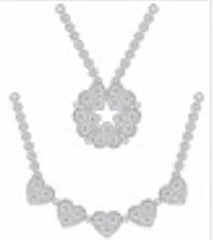 Platinum Pendant Five Hearts Clover Theme with White Topaz or Moissanite Diamond Accent DHJ