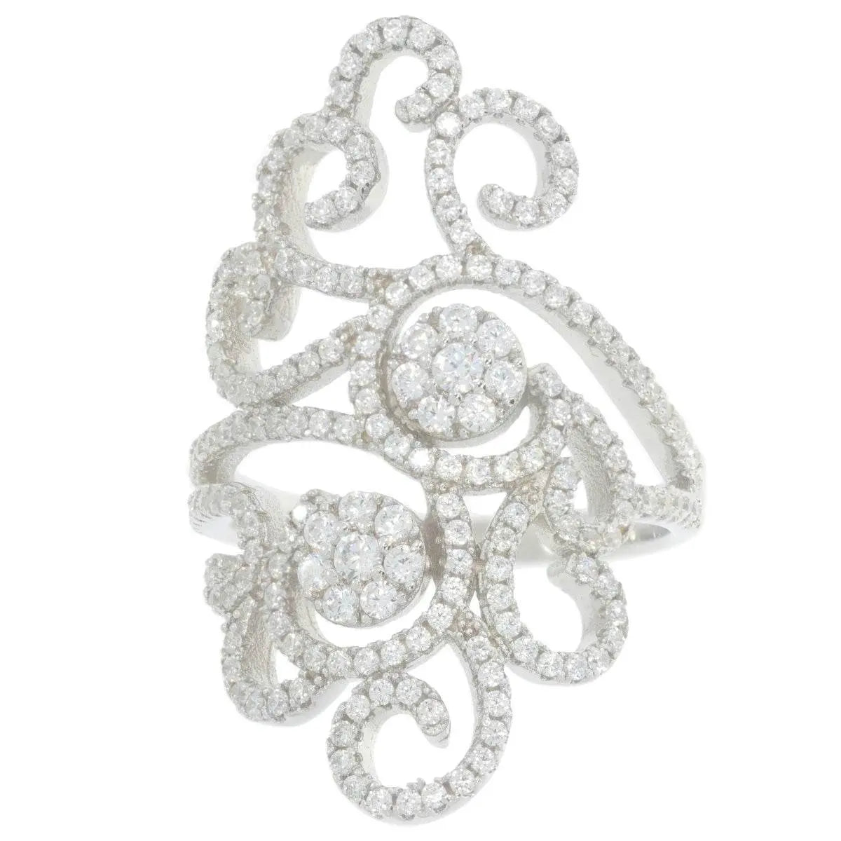 14K Gold Cocktail Filigree Ring with White Topaz or Moissanite Diamond Accent DHJ