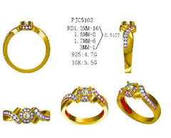 10K Gold Semi Mount Ring Setting Round RD 3x3mm Moissanite Accent DHJ