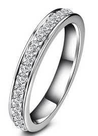 14K Gold Ring Half Eternity with or Moissanite Diamond Accent DHJ
